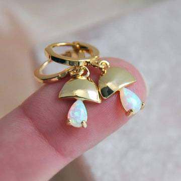 Mushroom Opal Earrings in 18K Gold Plated