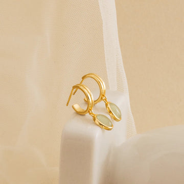 Jade Gemstone Drop Hoop Earrings