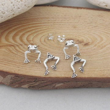 Front Back Frog Earrings in Sterling Silver