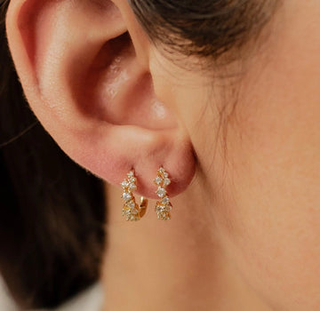 Gemstone Huggie Earrings in Gold