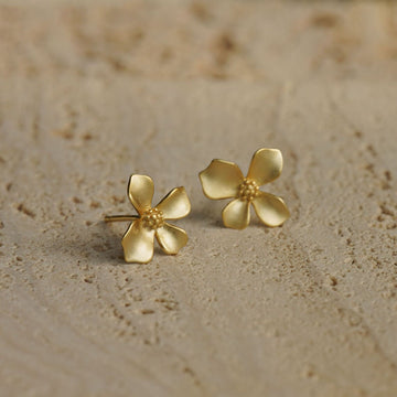 Gardenia Flower Earrings in Gold