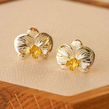 Orchid Flower Earring Made From Sterling Silver