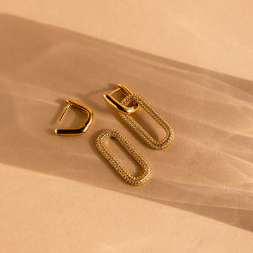 Pave Link Hoop Earrings