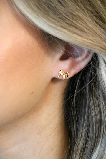 Gold Bow Stud Earrings