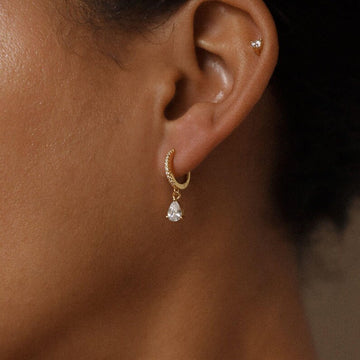Pave Huggie Hoop Dangle Earrings