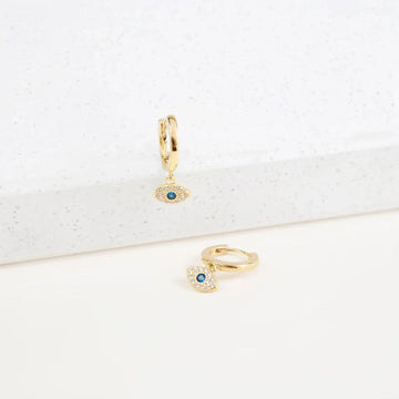 Eye Charm Huggie Hoop Earrings