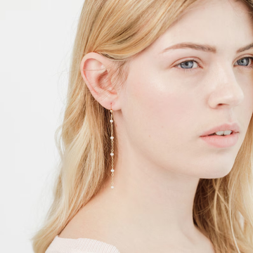 Delicate Pearl Chain Drop Earrings