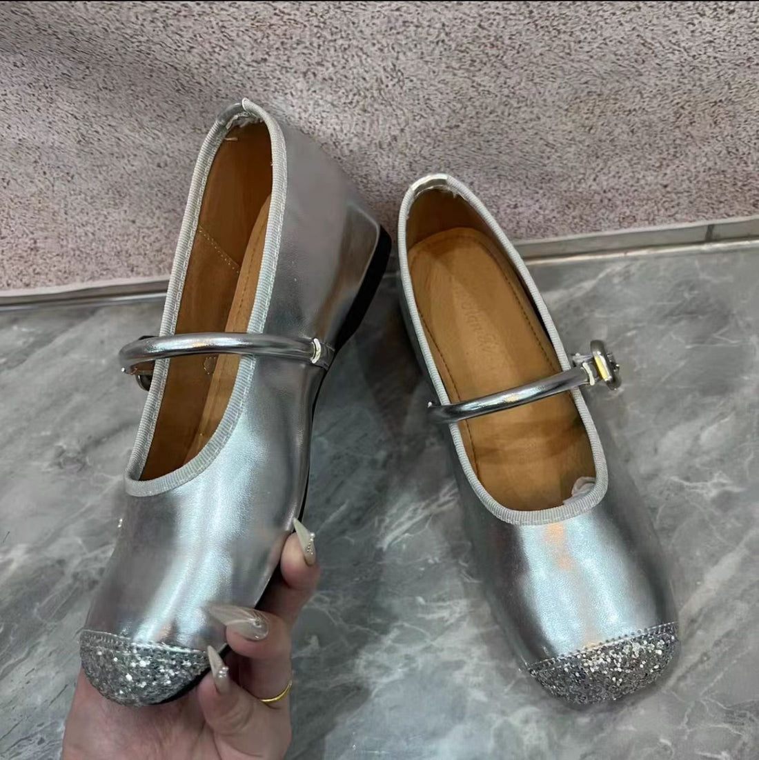 Handmade Ladies Silver Ballet shoes