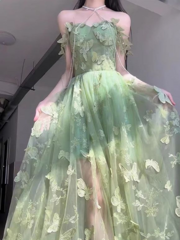 Green butterfly formal Party Dress