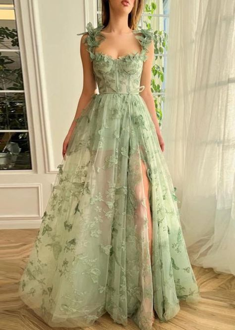 Green butterfly formal Party Dress