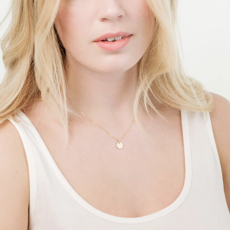 Small Disk Necklace / Blank Disk Necklace