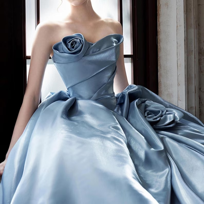Sweetheart Rose Satin Long Prom Dress