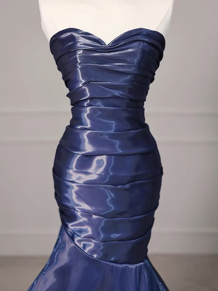 Prom Dress 2025 | Navy Blue Mermaid Satin Dress