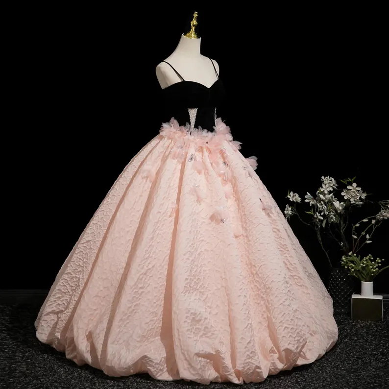 Black And Pink Sweetheart Two-Tone Prom Dress
