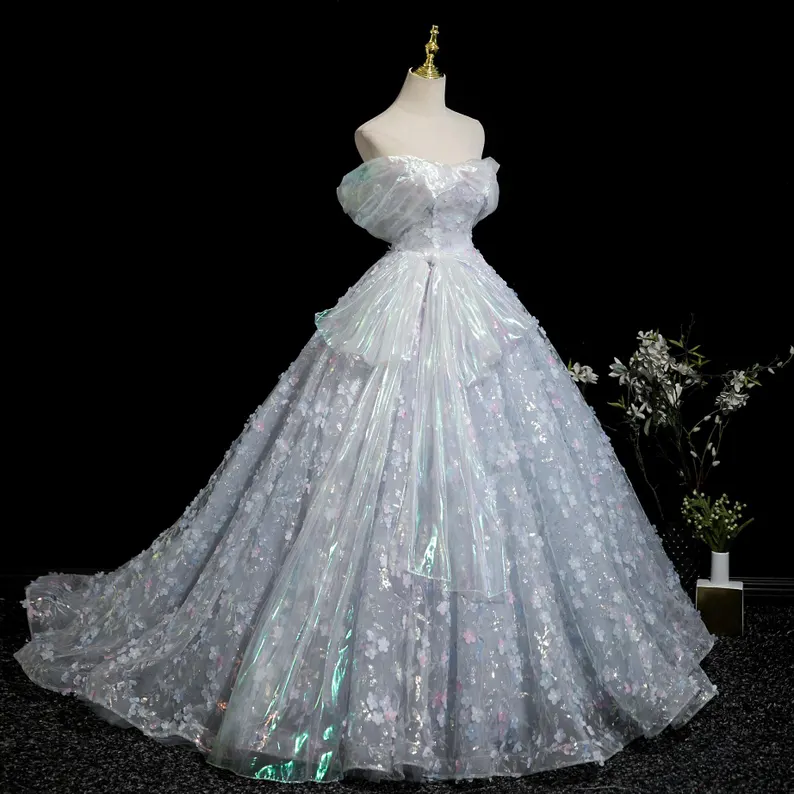 Fairy Flower Off Shoulder Long Prom Dress
