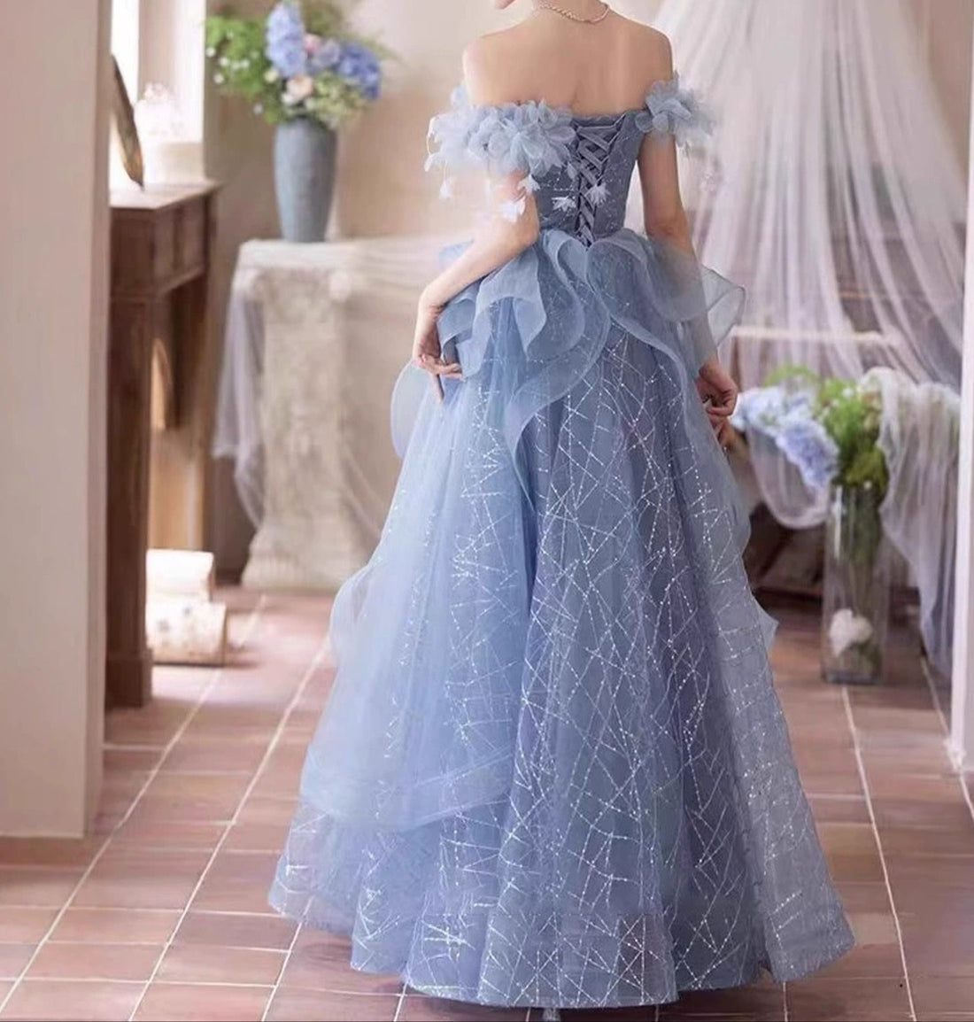Dreamy Blue Tulle Prom Dress