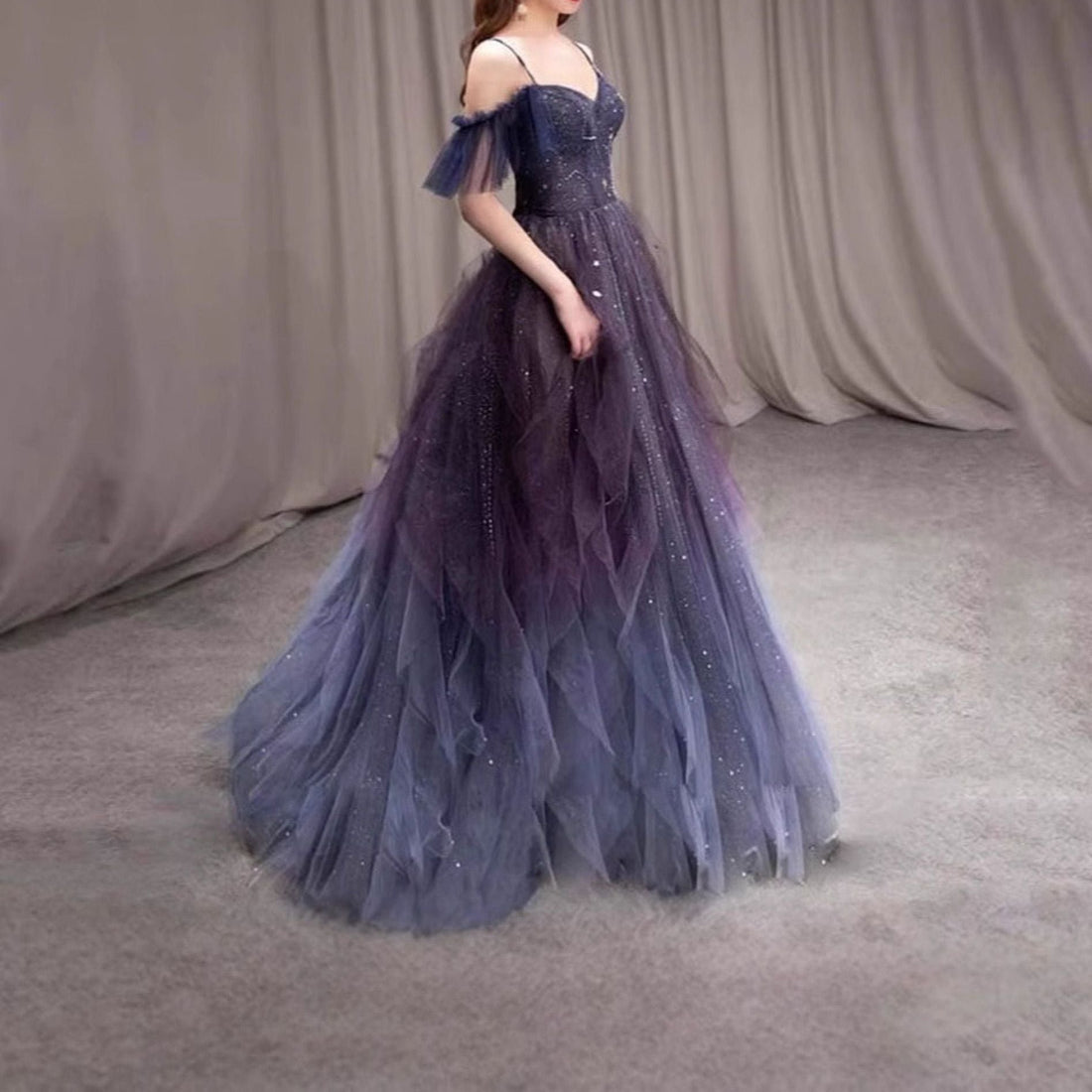 Dreamy Purple Straps Fairy Prom Dress