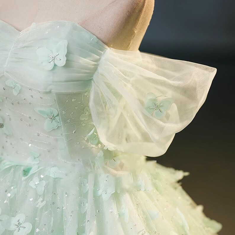 Fairy Green Butterfly Tulle Prom Dress