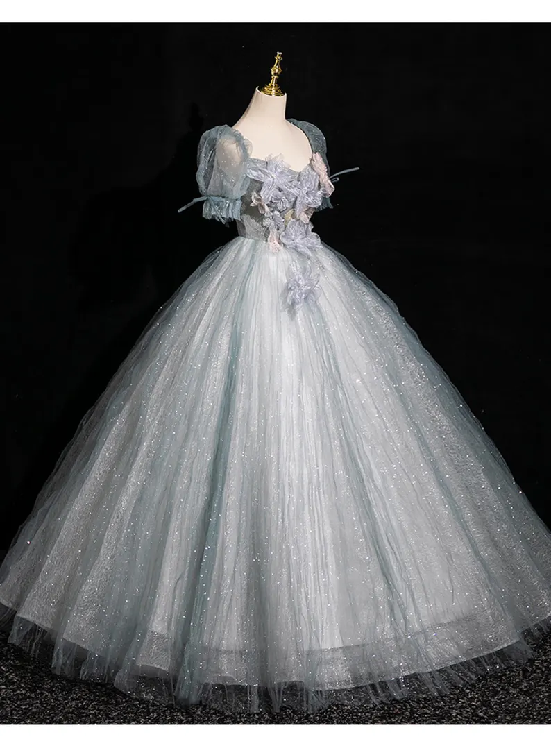 Fairy Flower Off Shoulder Tulle Prom Dress