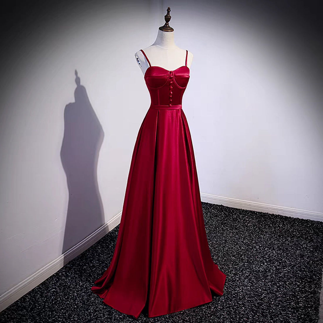 Retro Red Straps Evening Long Ball Gown