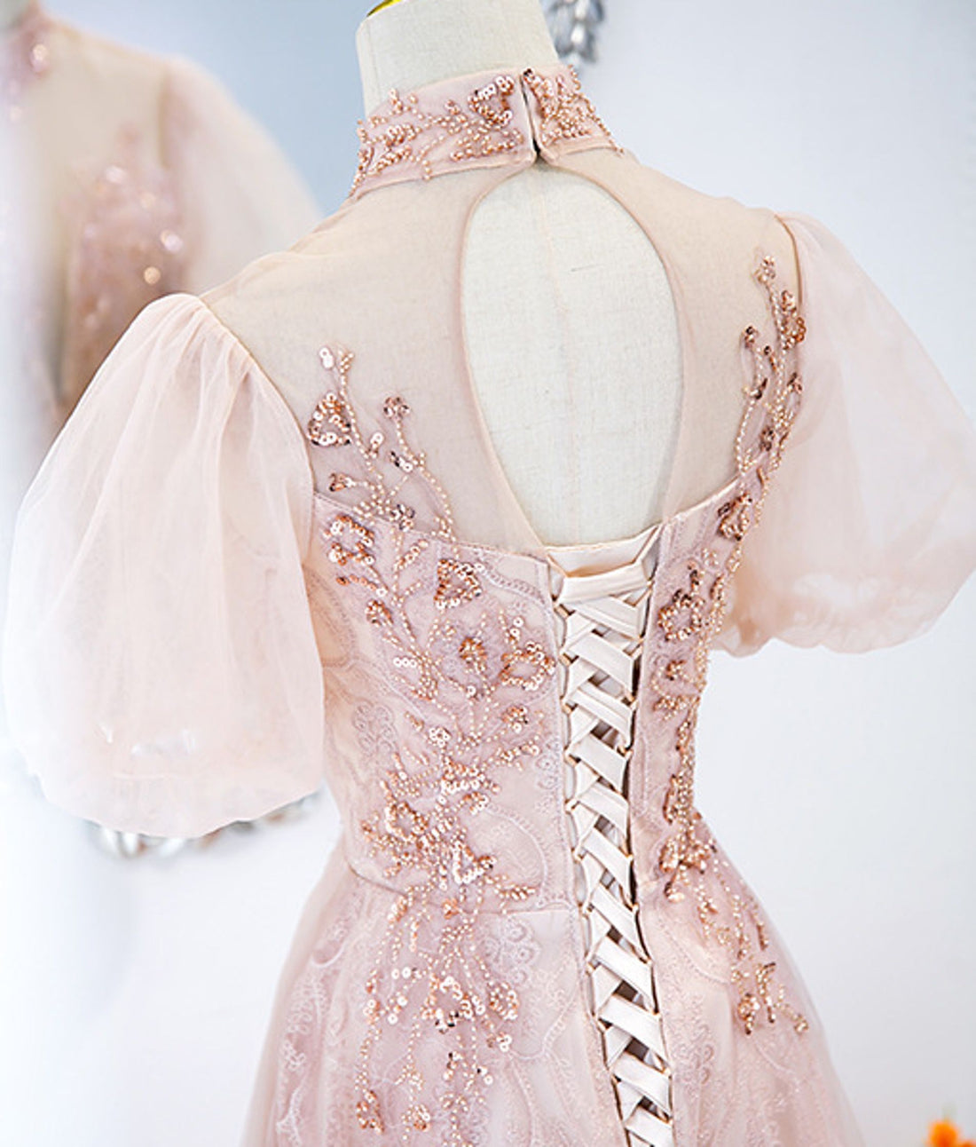 Elegant Pink Birthday Off Shouder Tulle Prom Dress