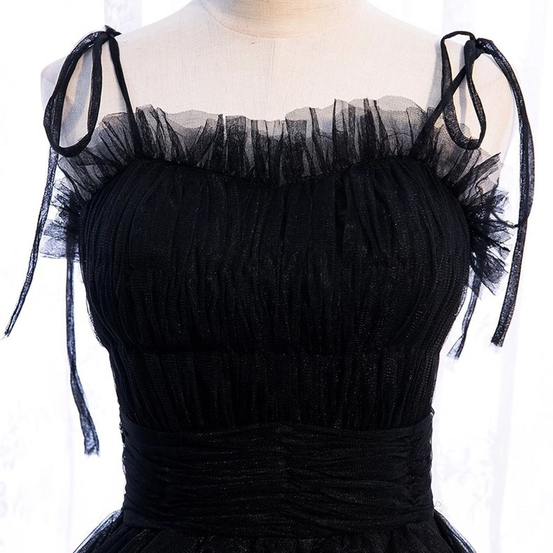 Sexy Black Straps Tulle Prom Dress