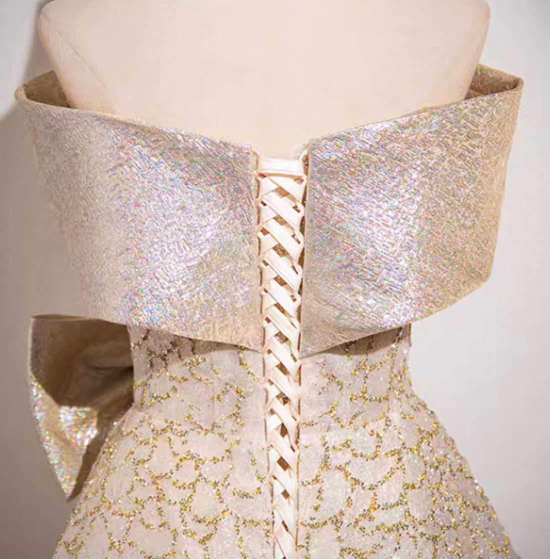Beige Formal Tulle Ball Gown