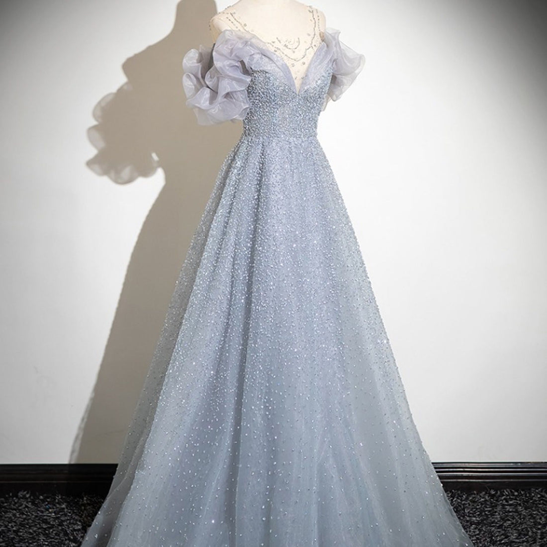 Luxury Grey Birthday Tulle Prom Dress