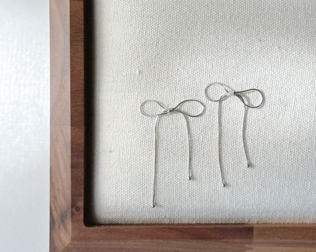 Cute Ribbon Earrings in Gold or Silver