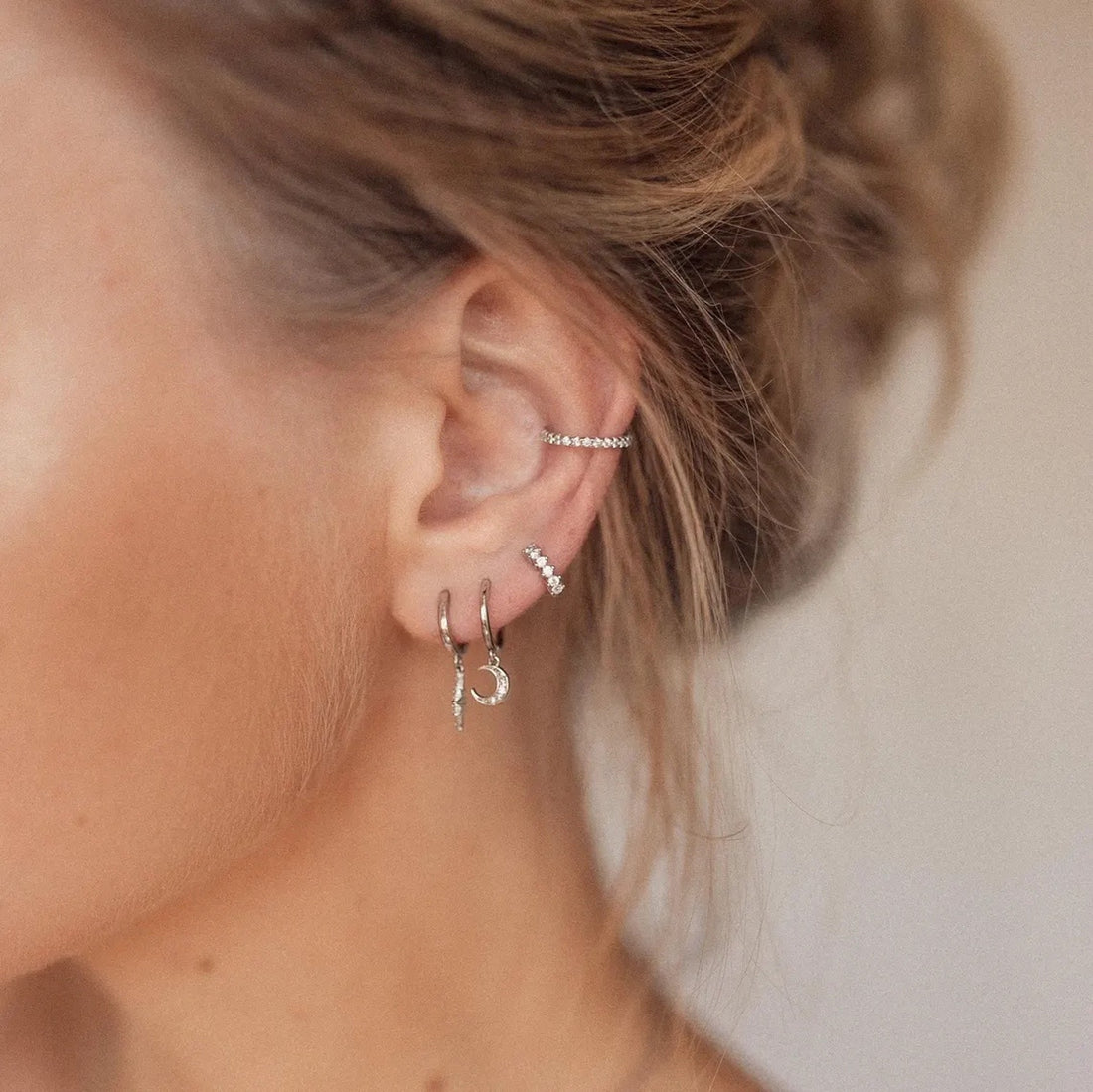 Crescent Moon Huggie Earrings