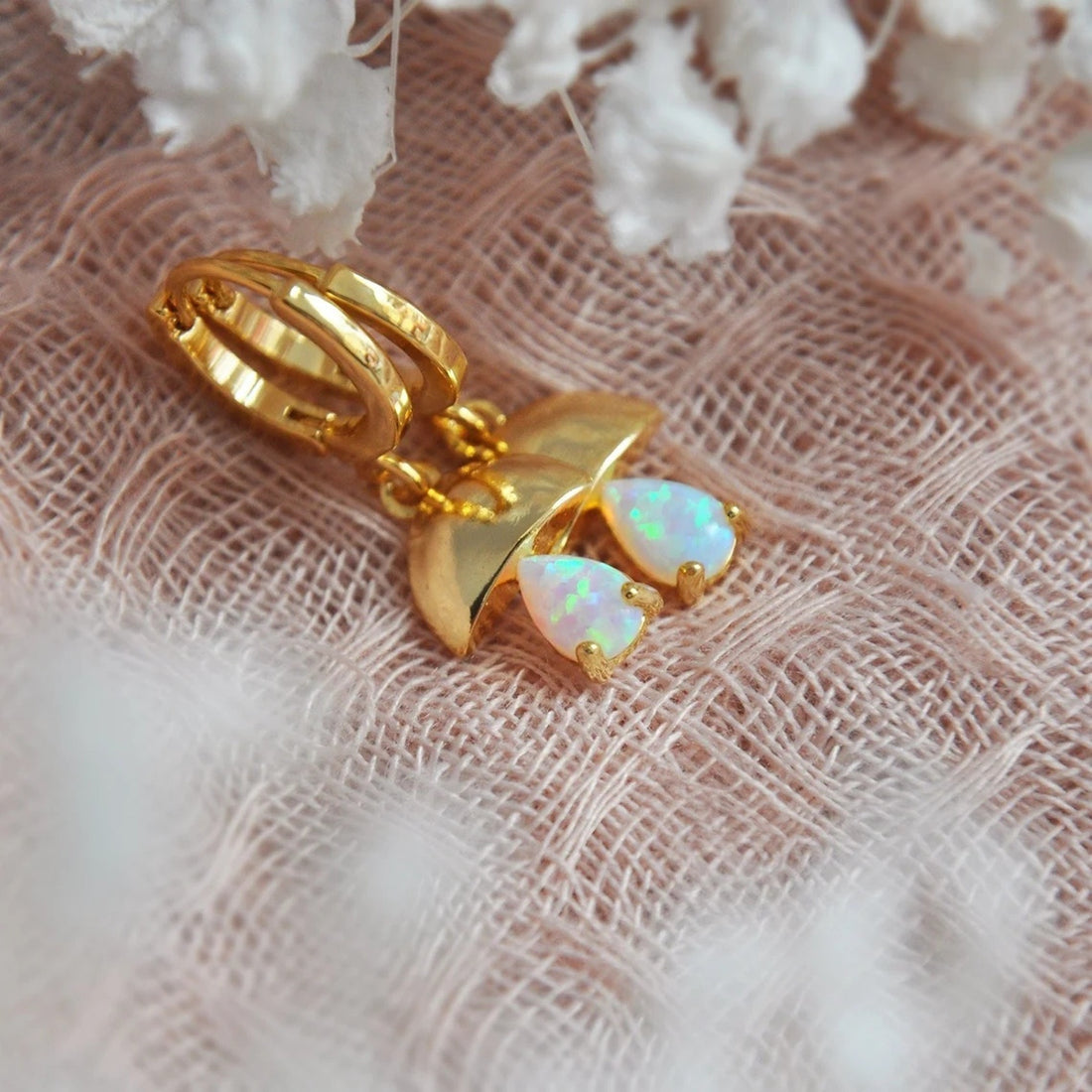 Mushroom Opal Earrings in 18K Gold Plated