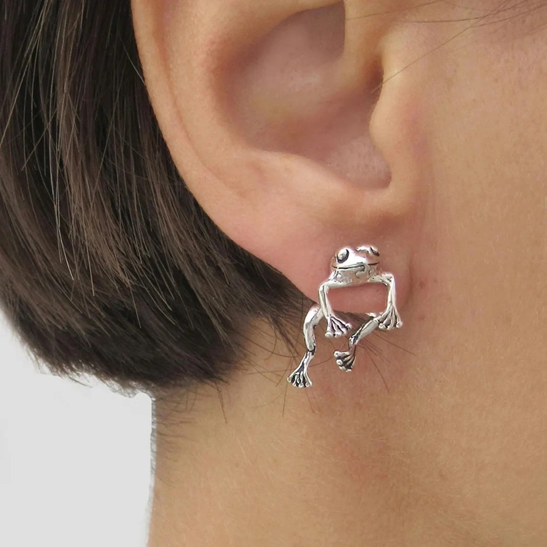 Front Back Frog Earrings in Sterling Silver