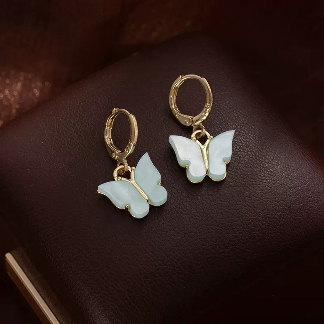 Acrylic White Butterfly Charm Earrings