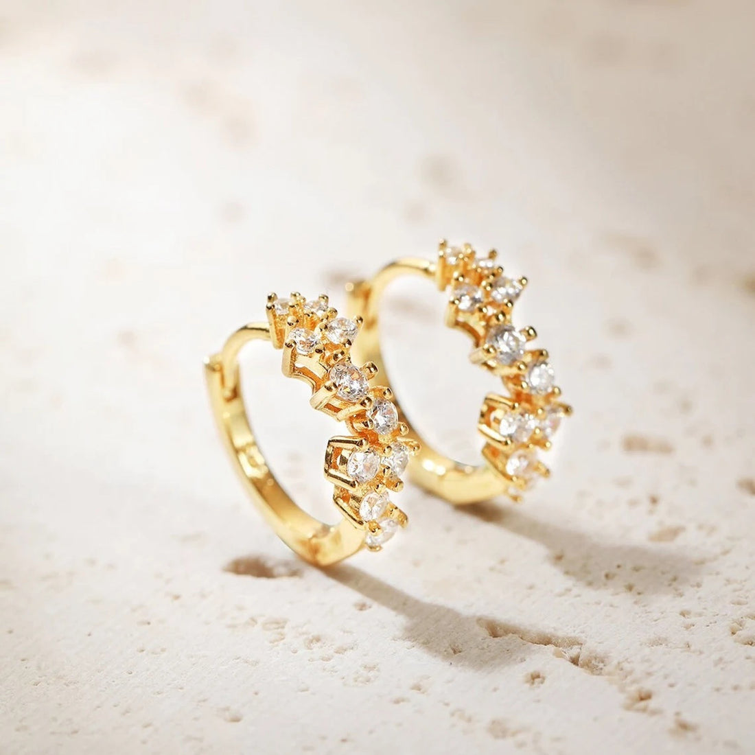 Gemstone Huggie Earrings in Gold