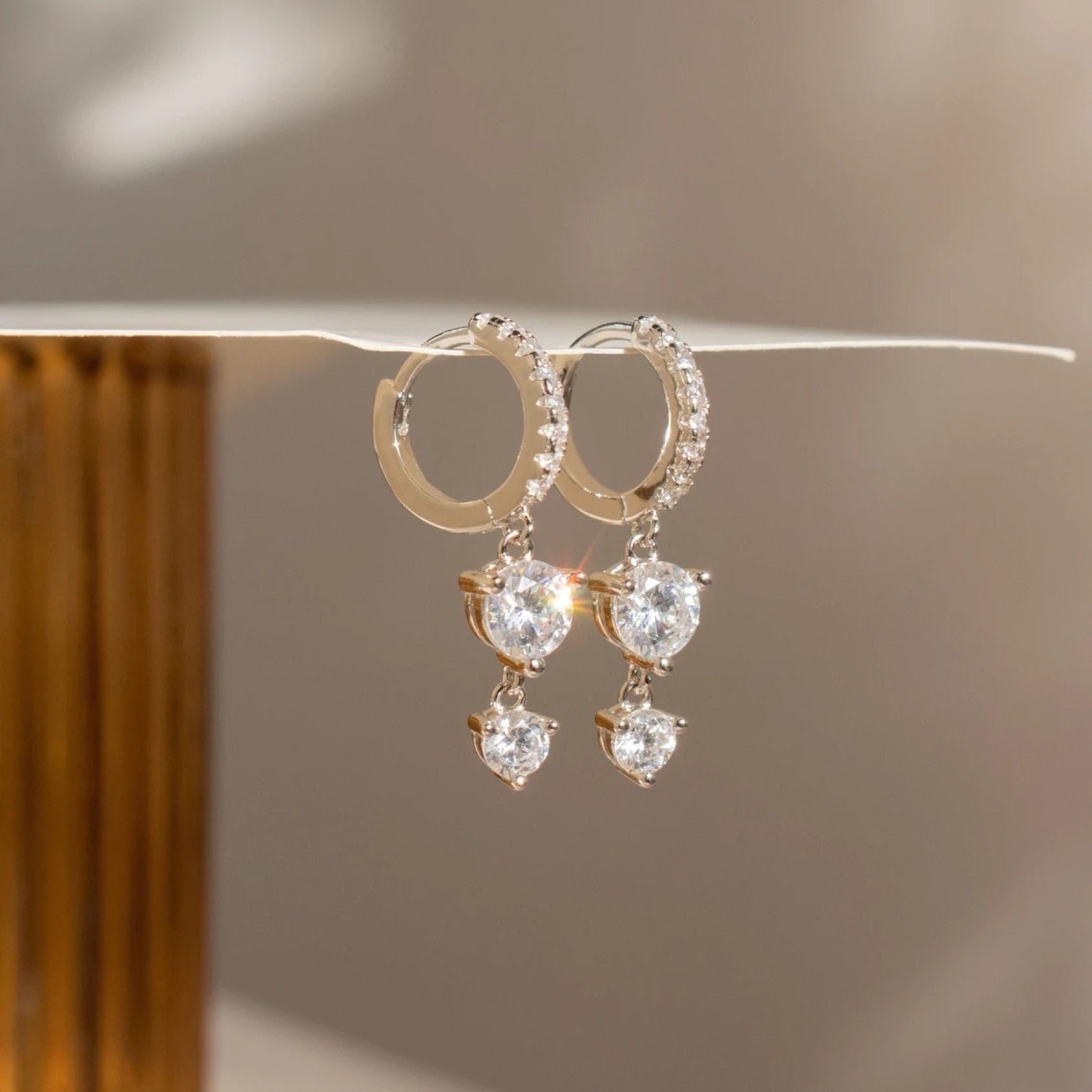 Diamond Stone Huggie Earrings