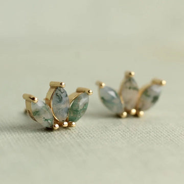 Moss Agate Stud Earrings