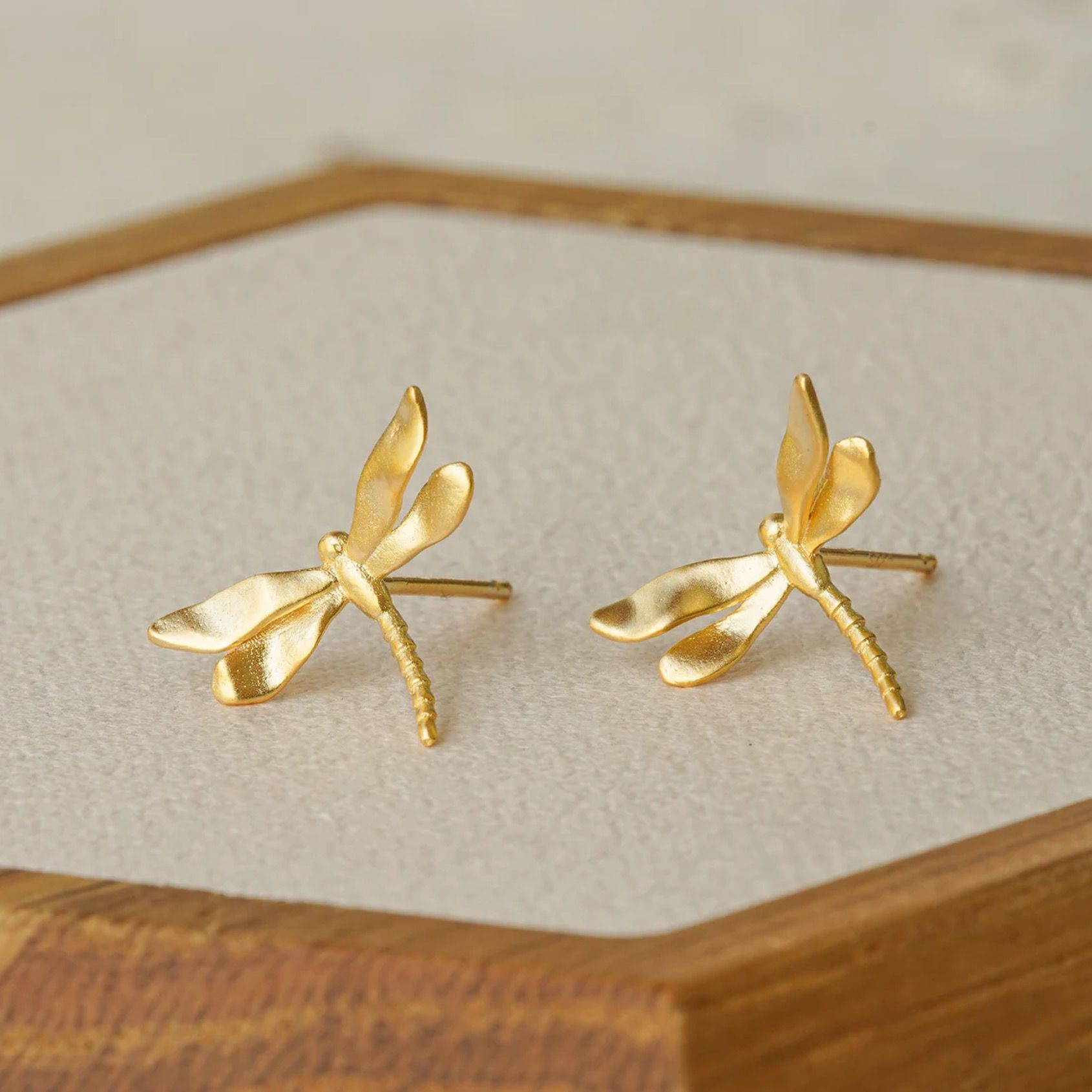 Gold Dragonfly Earrings