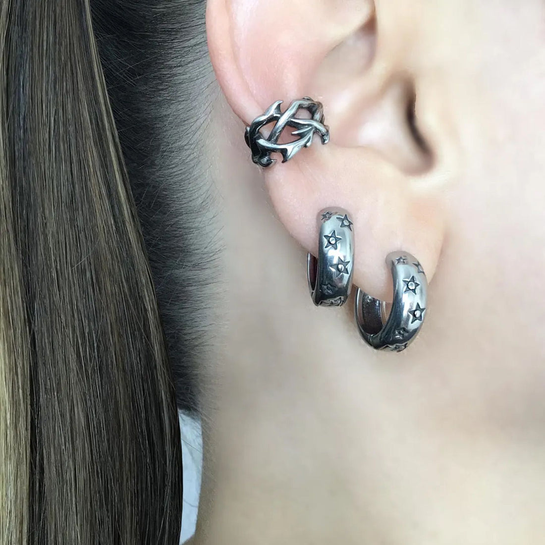 Gothic Stars Hoop Earrings