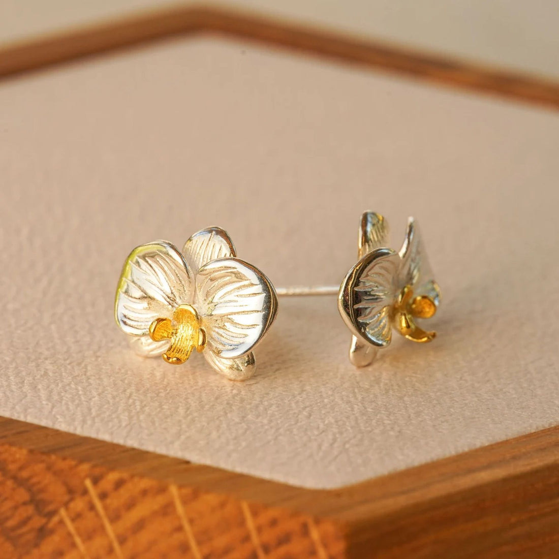Orchid Flower Earring Made From Sterling Silver