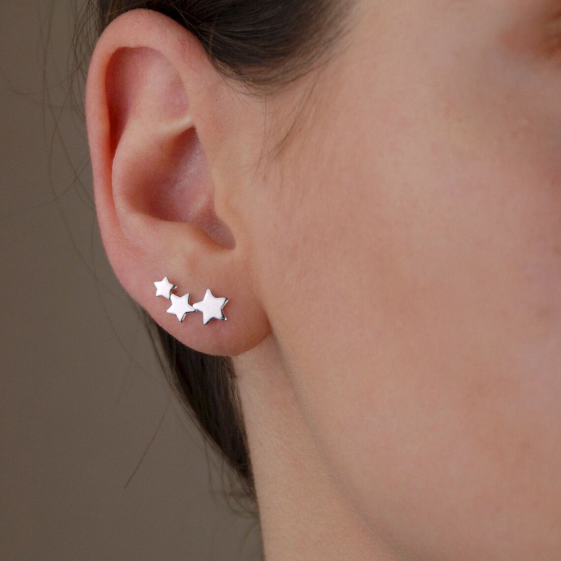 Sterling Silver Triple Star Ear Climbers