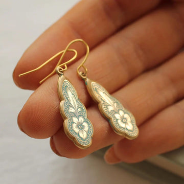 Victorian Floral Turquoise Drop Earrings