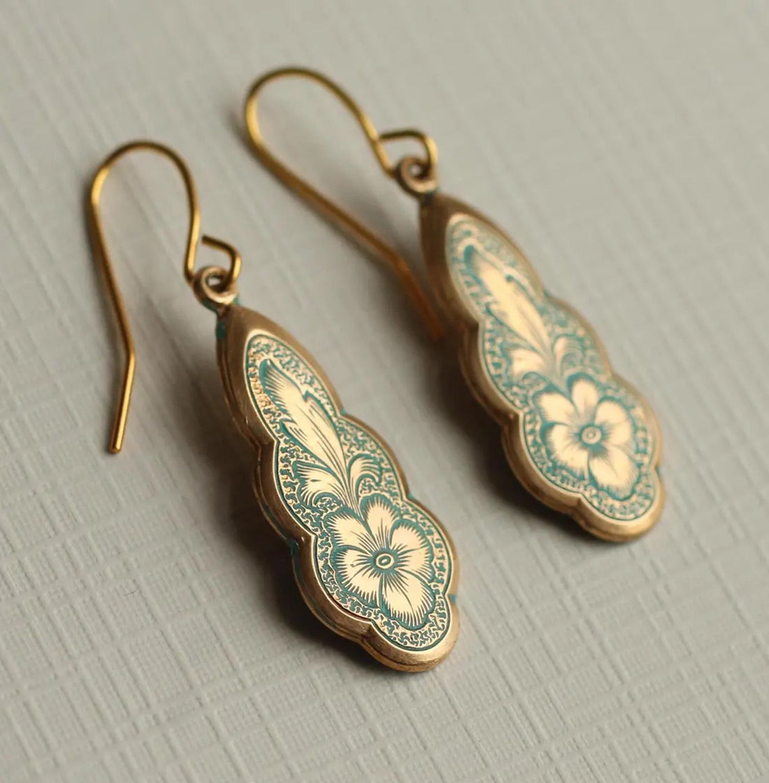 Victorian Floral Turquoise Drop Earrings