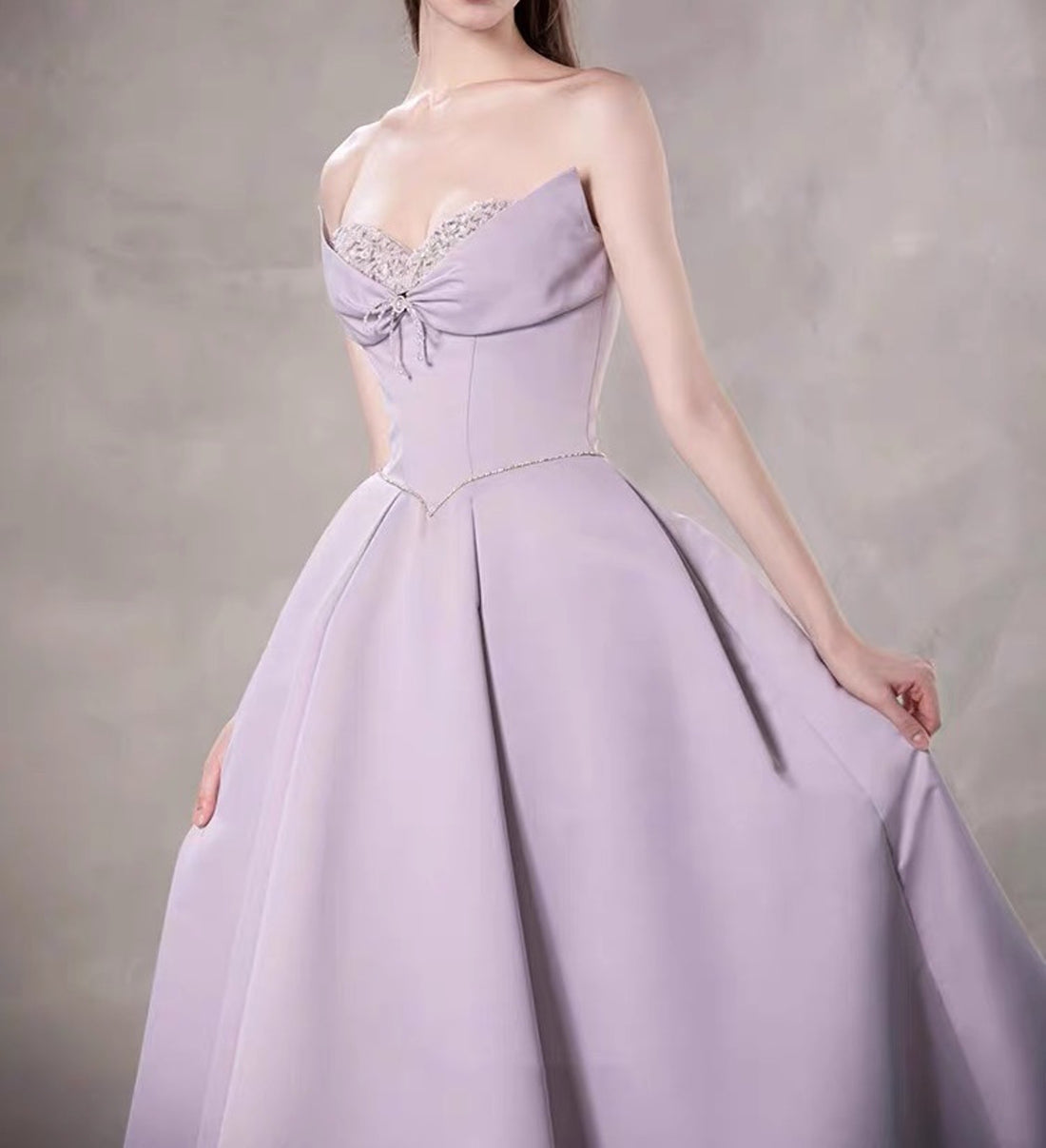 Purple Sweetheart Satin Dress A-Line Formal Prom Dress