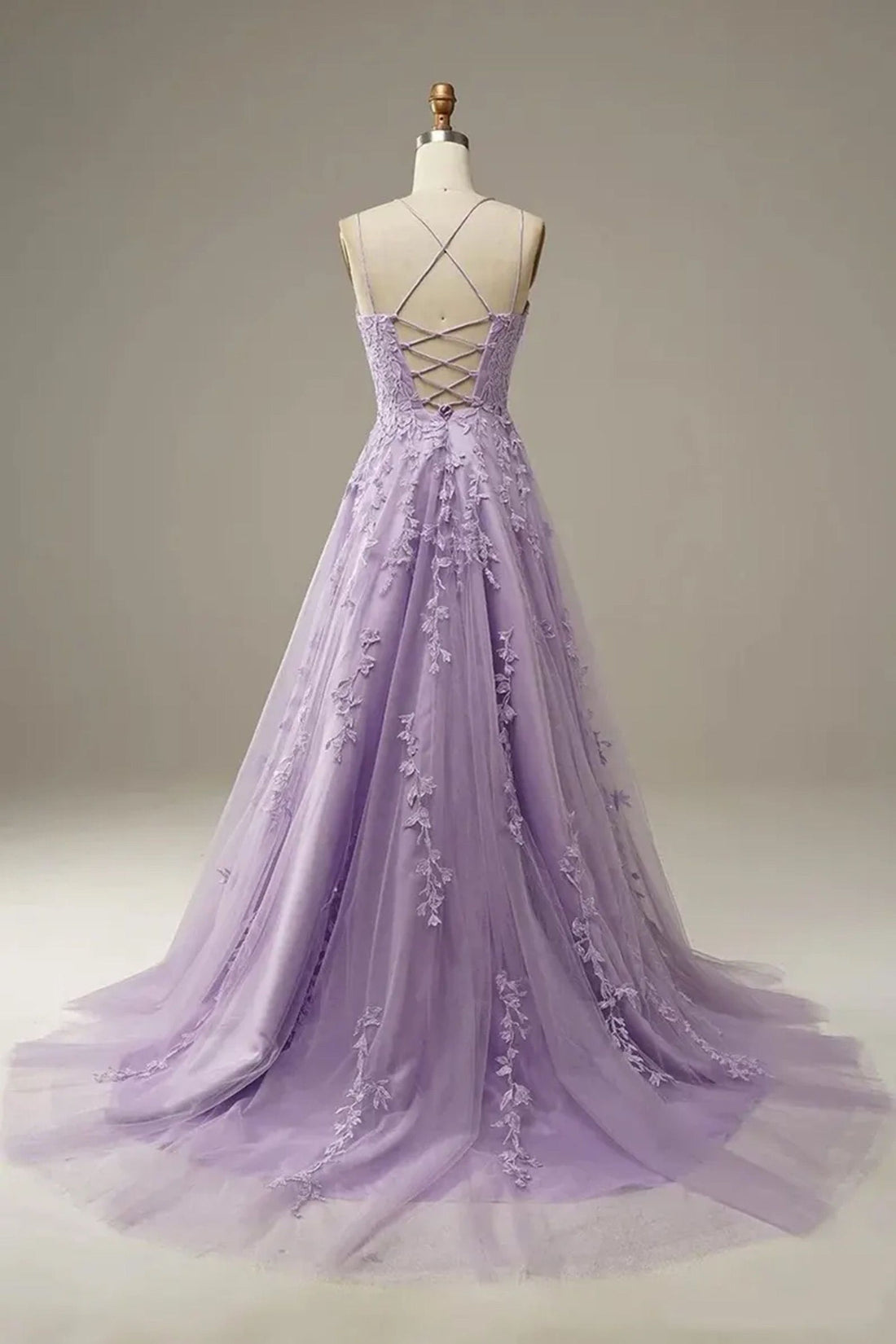Purple Straps Prom Dress