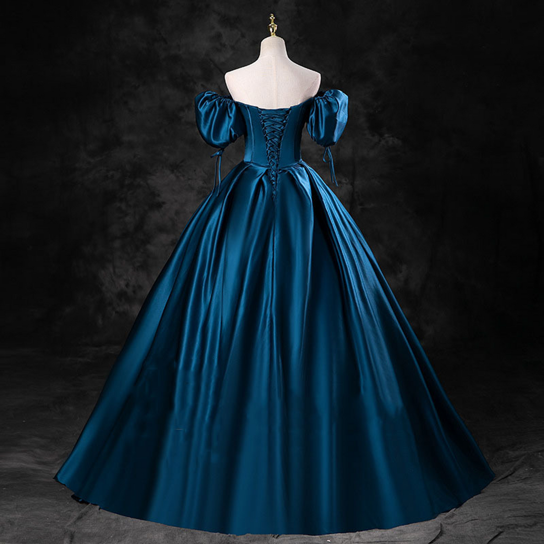 Dark Blue Elegant Satin Princess Prom Dress