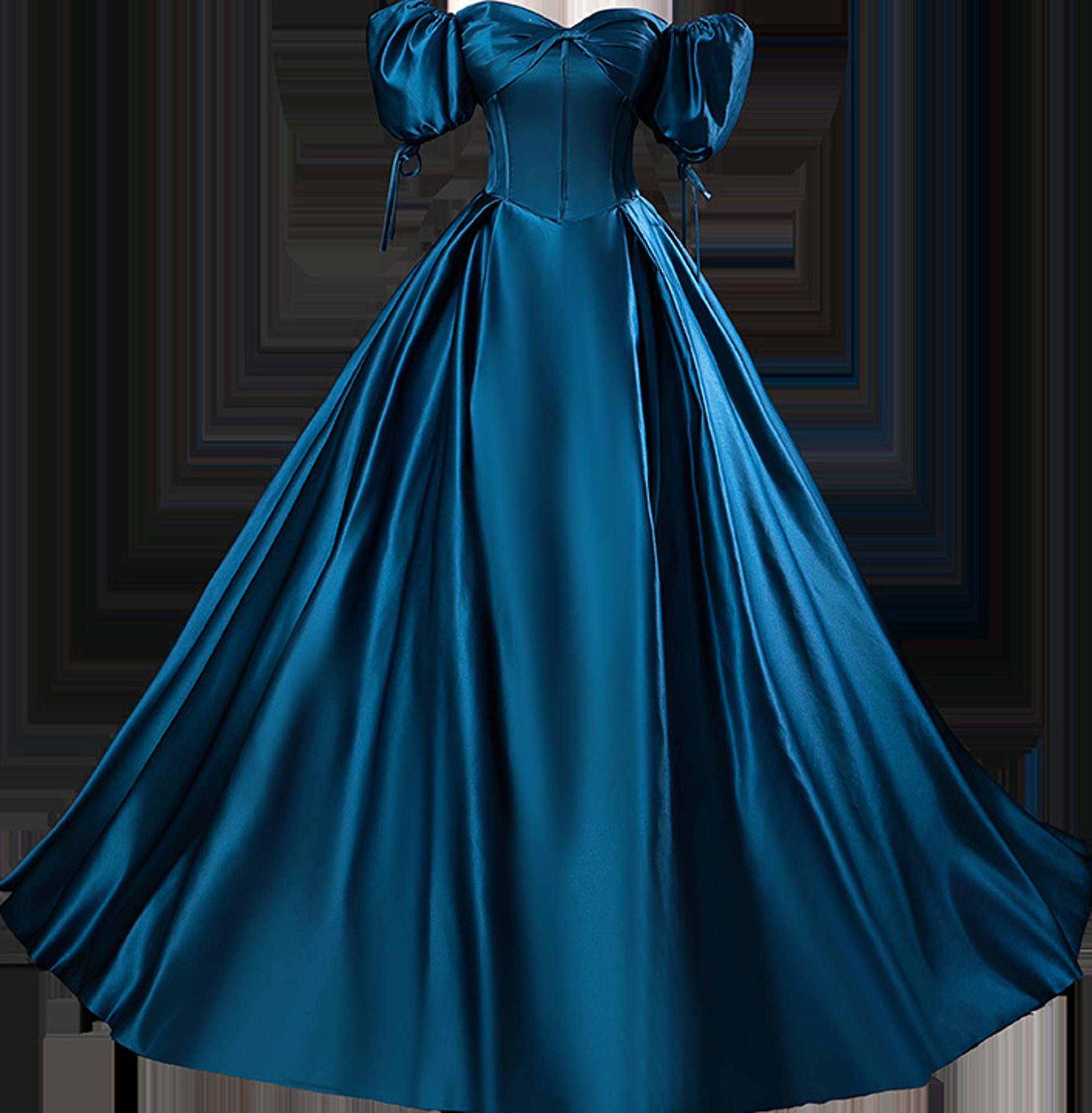Dark Blue Elegant Satin Princess Prom Dress