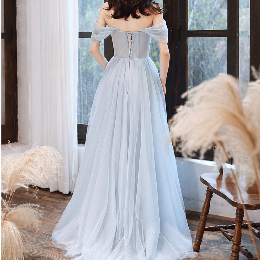Blue Fairy Off Shouder Prom Dress