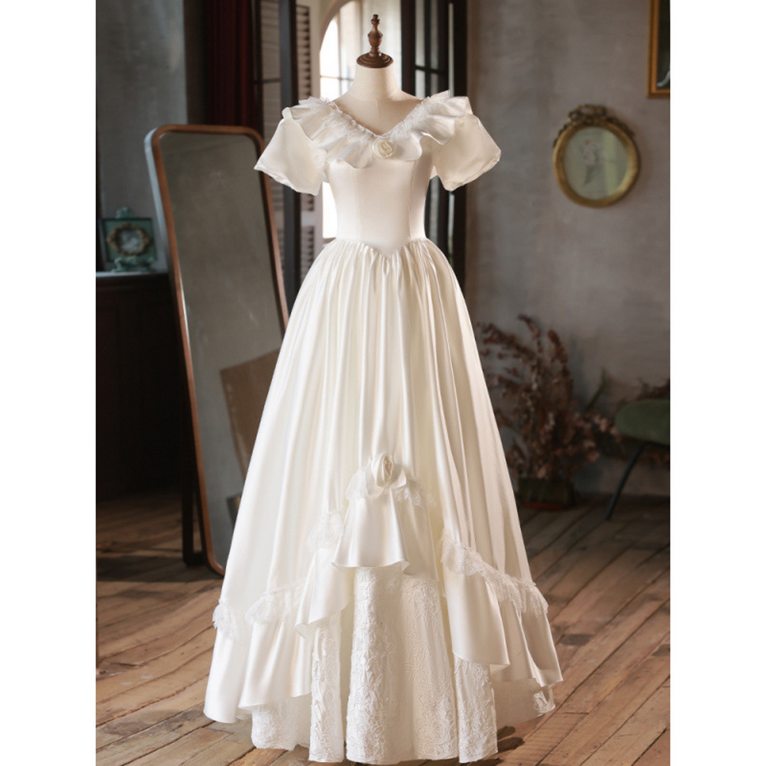 White Sweet Satin Ball Gown