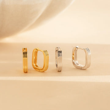 Ribbed Rectangle Link Hoops