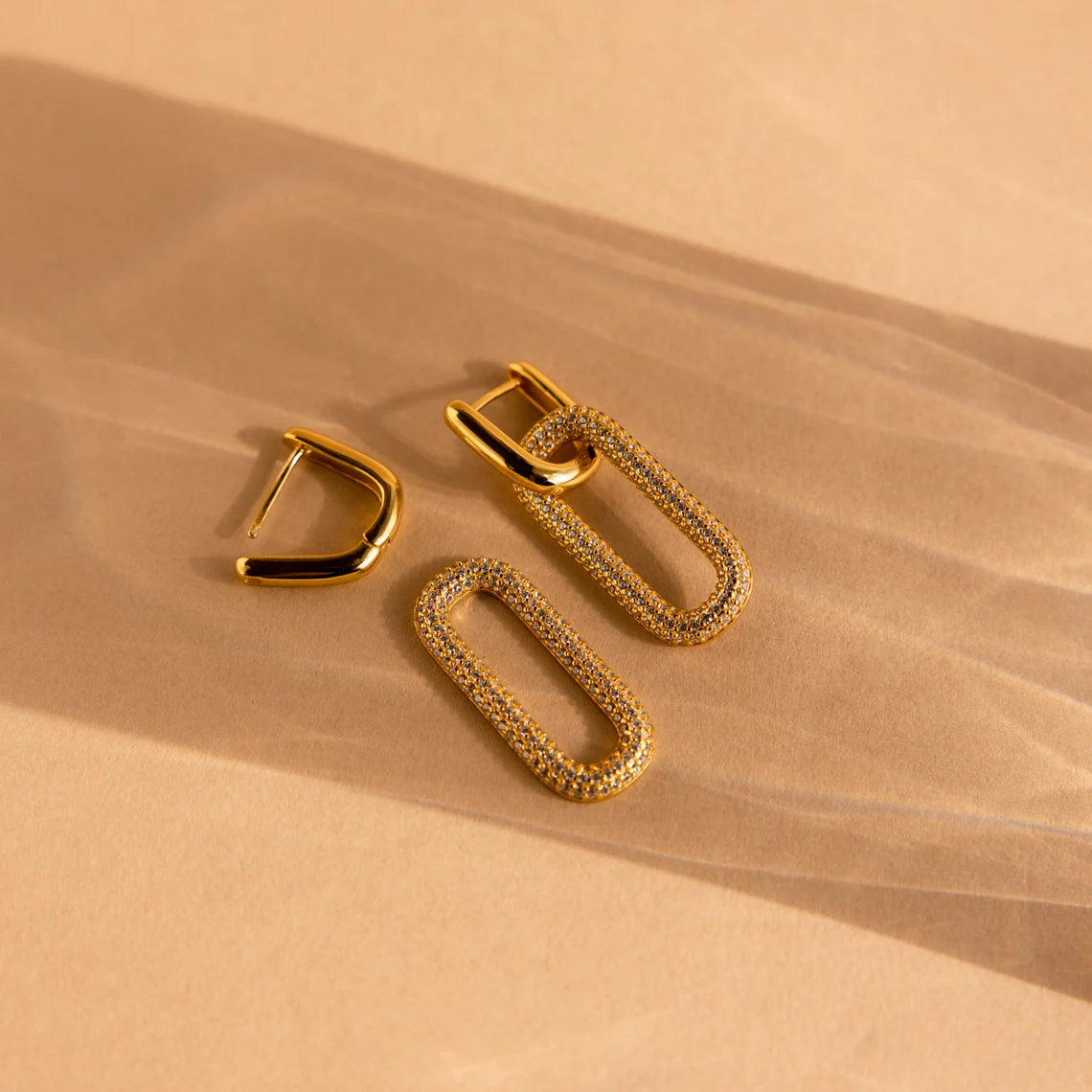 Pave Link Hoop Earrings
